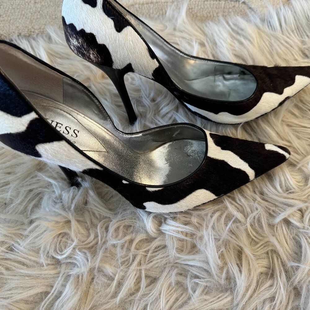 Guess by Marciano stylish faux cow print fur inspired stiletto high heels